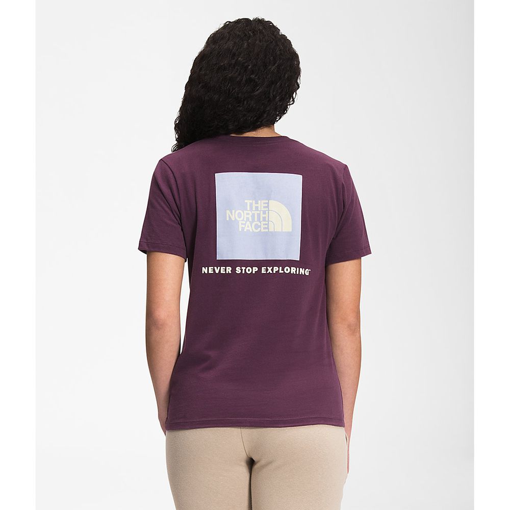 The North Face T-Shirts Womens Australia - The North Face Short Sleeve Box Nse Burgundy / Black Neve